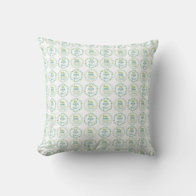 Time to Relax, Go with the Flow, Fun Pattern Cushion (Front)