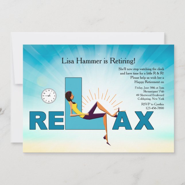 Time To Relax Retirement Party Invitation (Front)