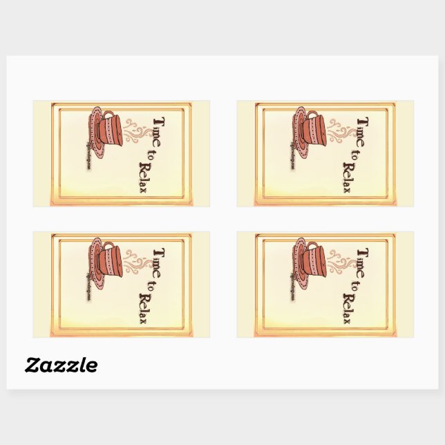 Time to Relax yellow Rectangular Sticker Label (Sheet)