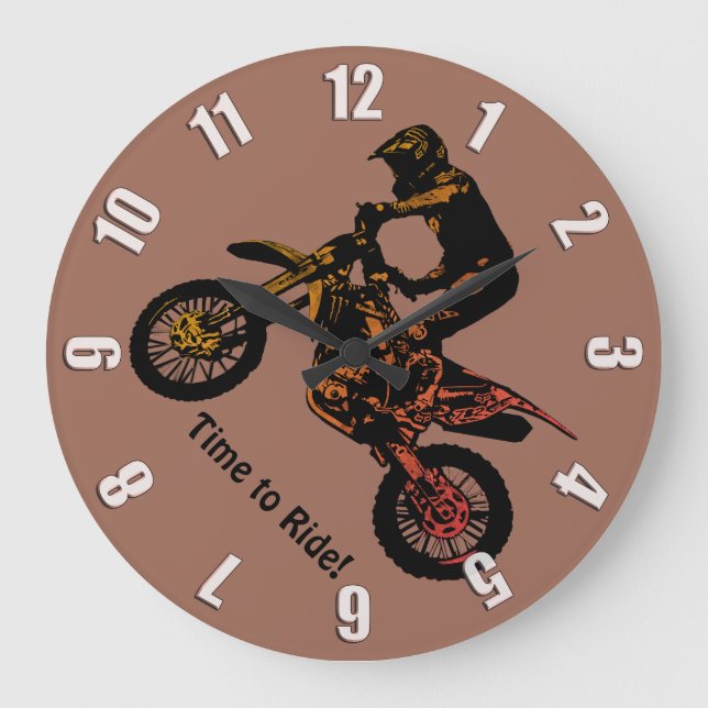 Time to Ride! - Motocross Racing Large Clock (Front)