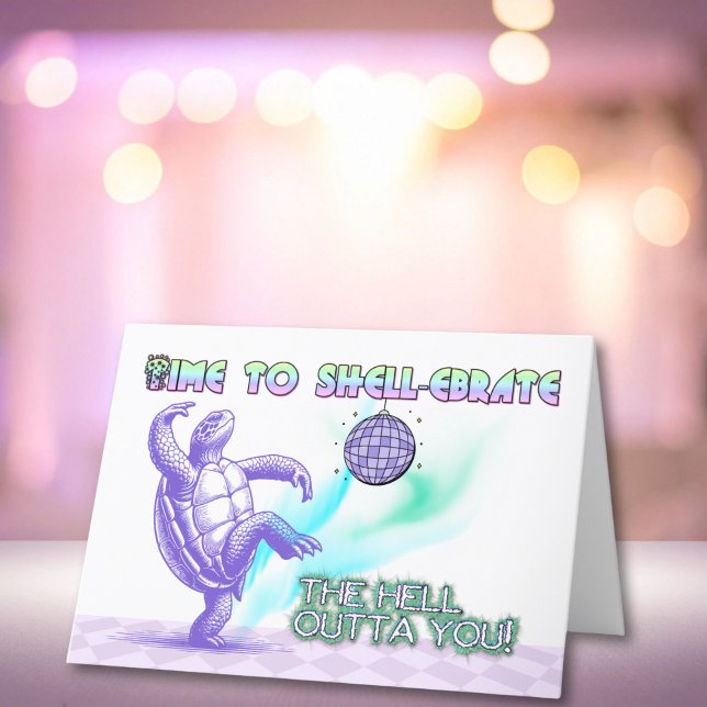 Time to Shell-ebrate Funny Turtle Disco Birthday Card (Creator Uploaded)