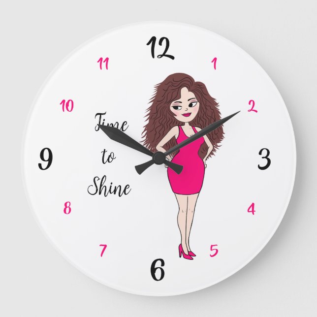 Time to Shine – Elegant Woman Wall Clock (Front)
