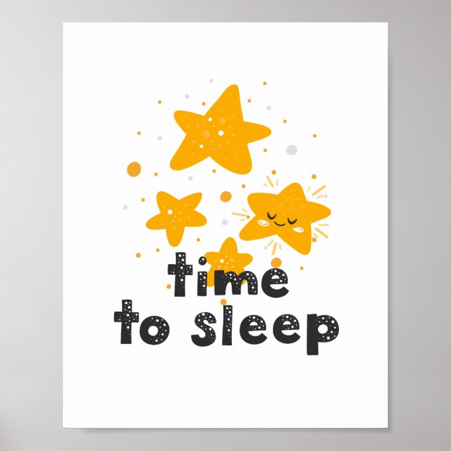 Time to sleep. Cute night stars. Nursery baby Poster (Front)