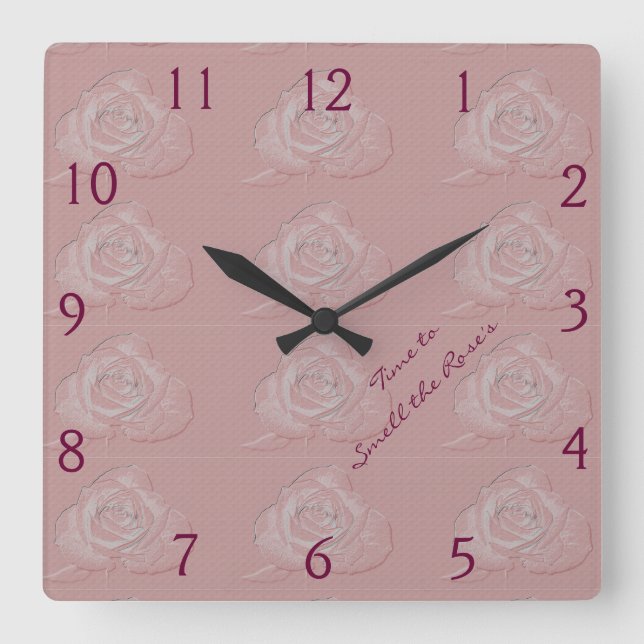 Time to smell the roses embossed roses wall clock (Front)