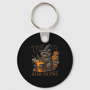 Time To Stir T Funny Raccoon Retro Halloween Anima Key Ring