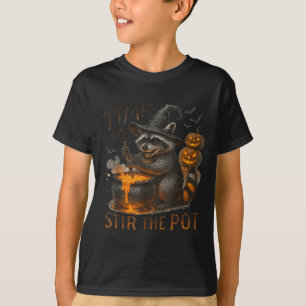Time To Stir T Funny Raccoon Retro Halloween Anima T-Shirt