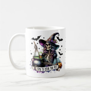 Time to Stir the Pot Skeleton Witch Coffee Mug