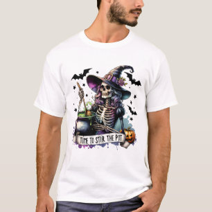 Time to Stir the Pot Skeleton Witch T-Shirt