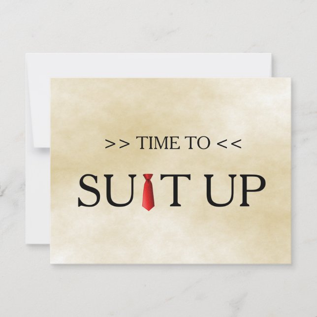 Time to Suitup Background Red Tie Invitation (Front)