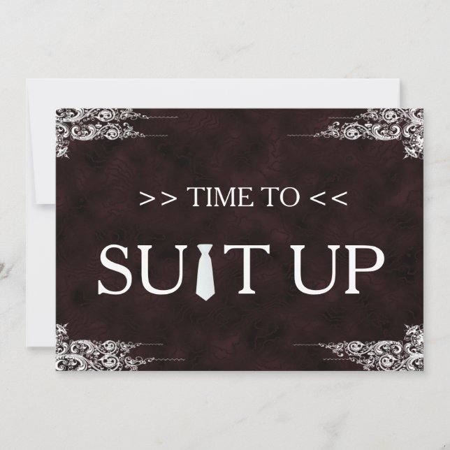 Time to Suitup Black Chalk Board Swirl Invitation (Front)