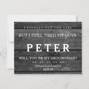 Time to Suitup Black Wood Wooden Invitation