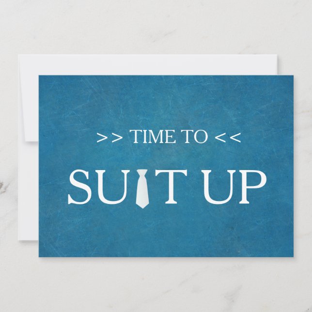 Time to Suitup Blue ChalkBoard Red Tie Invitation (Front)