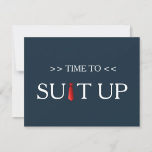 Time to Suitup Blur Background Red Tie Invitation
