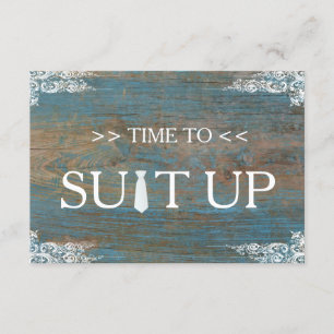 Time to Suitup Rustic Wooden Swirl Invitation