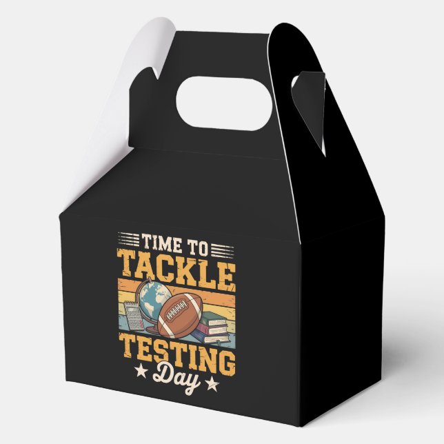 Time To Tackle Testing Day Favour Box (Front)