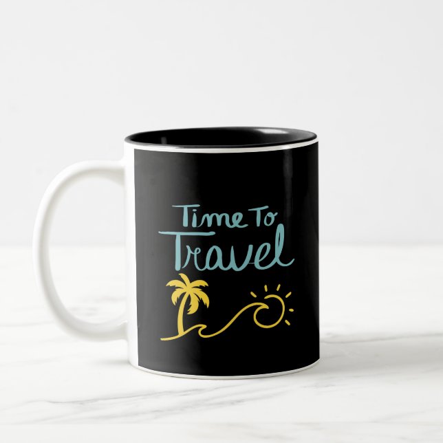 Time To Travel Beach Two-Tone Coffee Mug (Left)