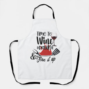Time To Wine Down Apron - Custom Chef BBQ Gift