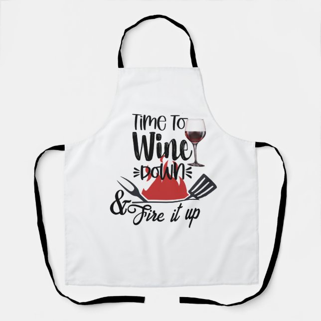 Time To Wine Down Apron - Custom Chef BBQ Gift (Front)