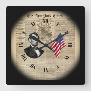Time Travel~Abe Lincoln~American Flag~NY Times~  Square Wall Clock