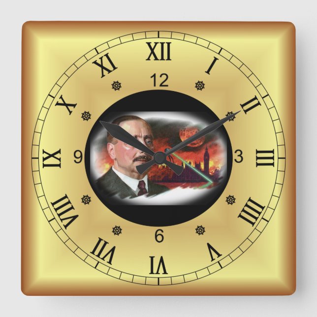 Time Travel~H.G.Wells~Father of Science Fiction~ Square Wall Clock (Front)