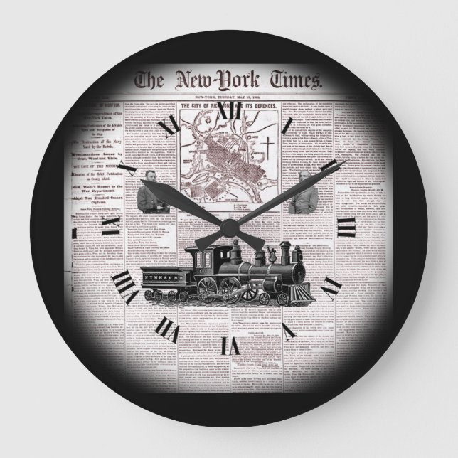 Time Travel ~ NY Times ~ May 13, 1862 ~ Richmond ~ Large Clock (Front)
