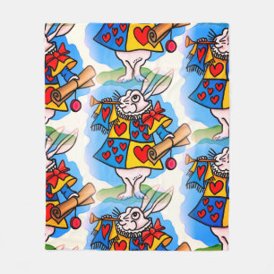 Time Travel Rabbit with Trumpet  Fleece Blanket