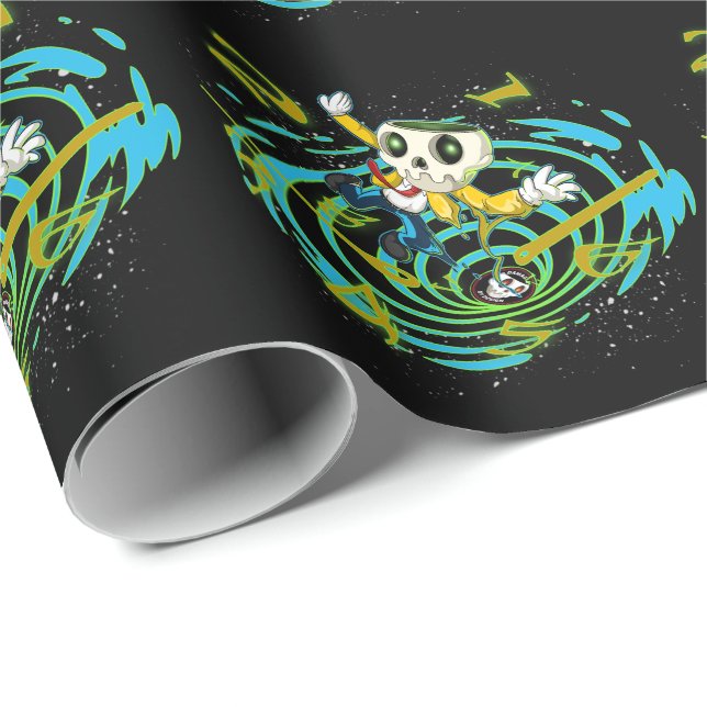 Time Traveler Cute Skull Wrapping Paper (Roll Corner)