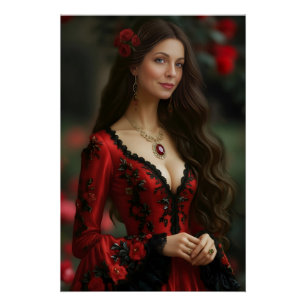 Time Traveler: Romantic Spanish Dancer Poster