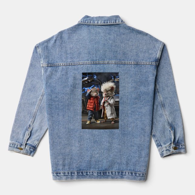 Time-Traveling Mice: Back to the Future Denim Jacket (Back)