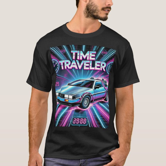 Time Traveller Retro 80s T-Shirt – Futurist Car (Front)