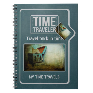 Time traveller shabby blue chest personalised notebook
