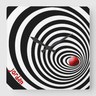 Time Tunnel Optical Art Square Wall Clock