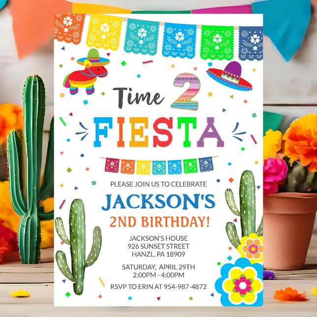Time Two Fiesta | Mexican 2nd Birthday Invitation (Creator Uploaded)