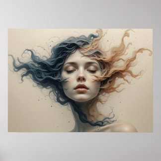 Time-Warped Faces Poster Abstract Wall Art