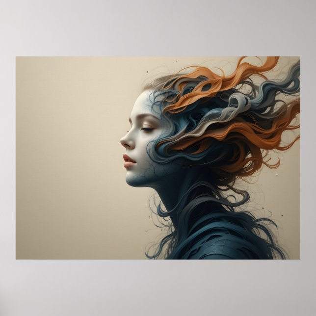 Time-Warped Faces Poster Abstract Wall Art (Front)