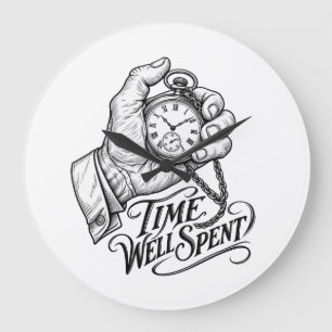 Time Well Spent – Vintage Pocket Watch Large Clock