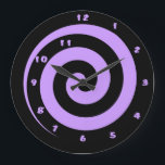 Time Winds Down Purple and Black Spiral Wall Clock<br><div class="desc">A cool hypnotic looking black and purple clock with matching purple numbers. Time winding down by the hour.</div>