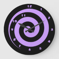 Time Winds Down Purple and Black Spiral Wall Clock