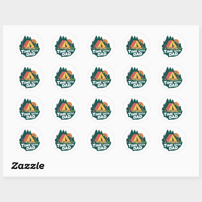 Time With Dad - Father's Day Classic Round Sticker (Sheet)