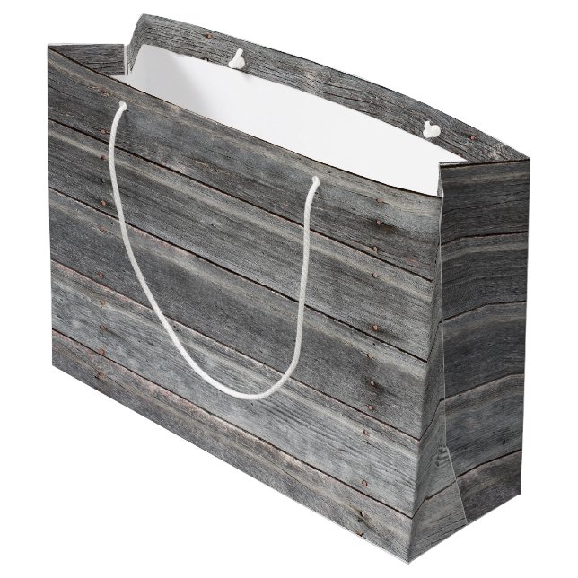 Time-Worn (weathered) Wooden Wall Large Gift Bag (Back Angled)