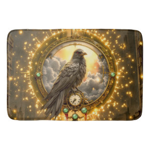 Timekeeper Raven – Gothic Clockwork Bath Mat