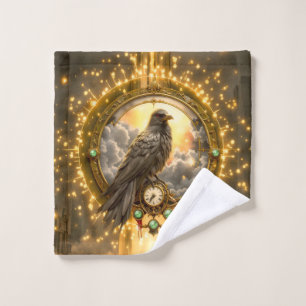 Timekeeper Raven – Gothic Clockwork Bath Towel Set