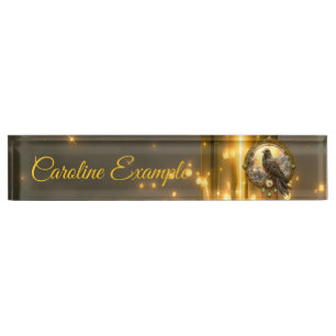 Timekeeper Raven – Gothic Clockwork Nameplate