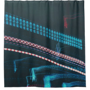 Timelapse photography of blue and white lights shower curtain