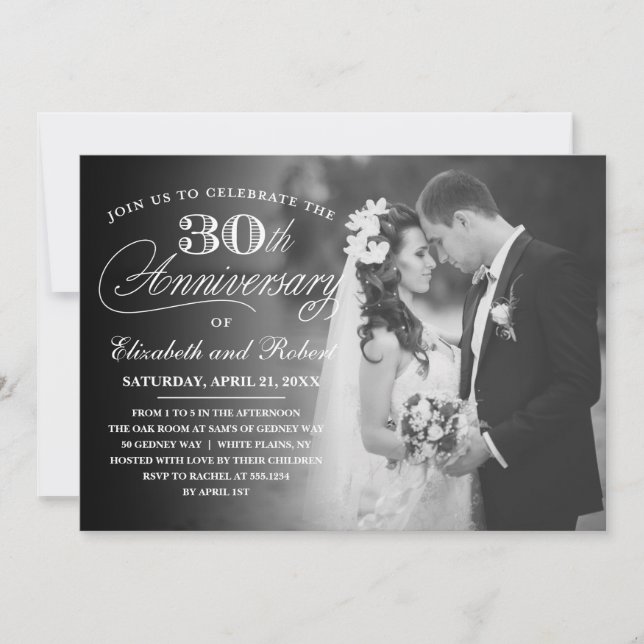 Timeless 30th Anniversary Party Photo Invitation (Front)