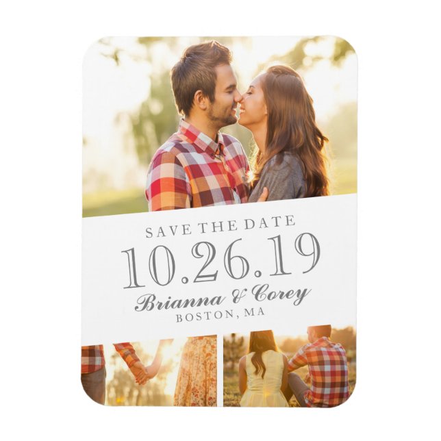 Timeless 3-Photo Save The Date Magnet (Vertical)