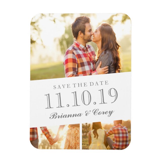Timeless 3-Photo Save The Date Magnet (Vertical)