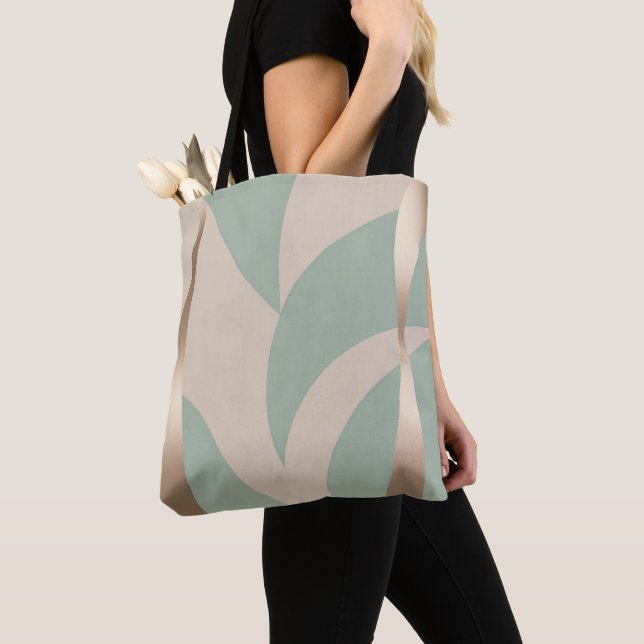 Timeless Abstract  Beige, Soft Green & Gold  Tote Bag (Close Up)