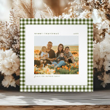 Timeless and Simple Green Gingham Family Photo