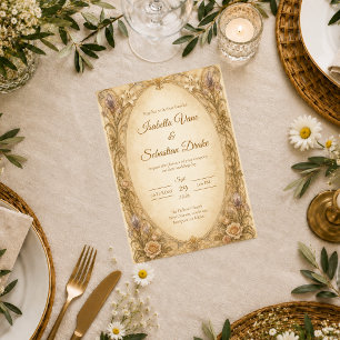 Timeless Art Nouveau Botanical Romance Wedding Invitation